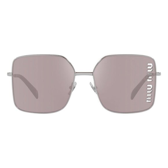 New MIU MIU Silver Square SMU 51Y 1BC-03V Sunglasses Women - Picture 2 of 4